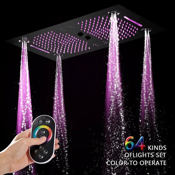 Cascada Sicilian 16"x28" Music LED Waterfall Shower System with Dual Rain Showerheads - Image 3