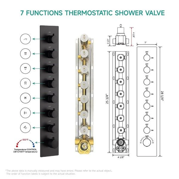 Cascada Sicilian 16"x28" Music LED Waterfall Shower System with Dual Rain Showerheads - Image 7