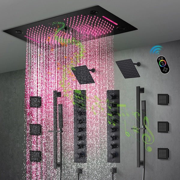 Cascada Sicilian 16"x28" Music LED Waterfall Shower System with Dual Rain Showerheads - Image 9