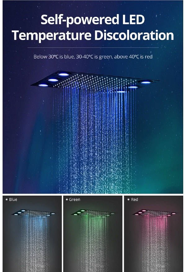 Cascada 14"x20" LED Shower System with 2-Way Thermostatic Valve - Image 2