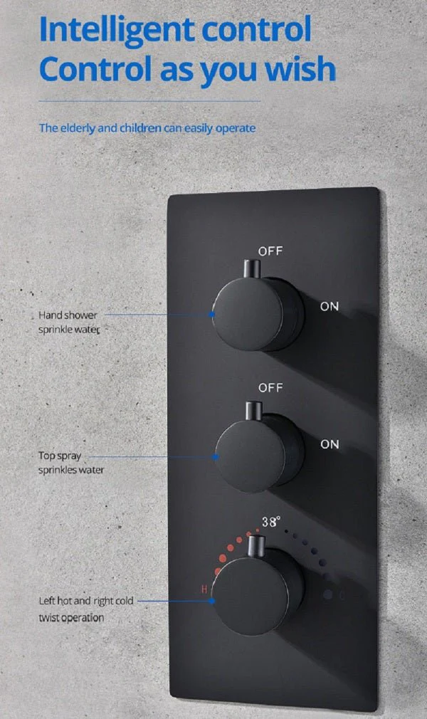 Cascada 14"x20" LED Shower System with 2-Way Thermostatic Valve - Image 3