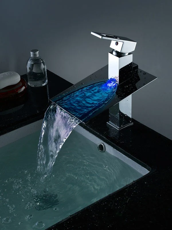 Cascada Toscana Chrome LED Waterfall Bathroom Sink Faucet - Image 3