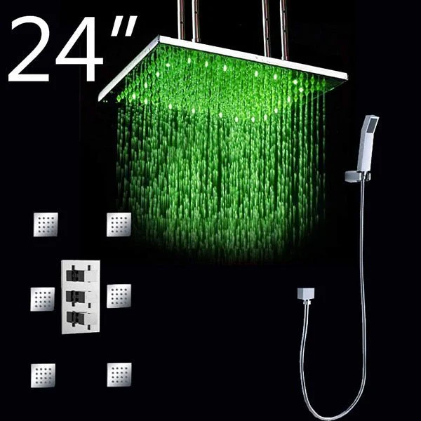 Cascada Tuscany 24" Shower System: Immersive LED Rainfall, Massage, Thermostatic