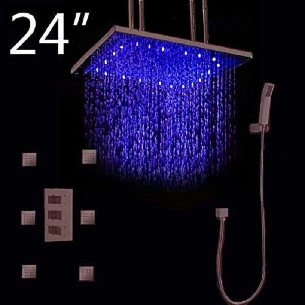 Cascada Tuscany 24" Shower System: Immersive LED Rainfall, Massage, Thermostatic - Image 6