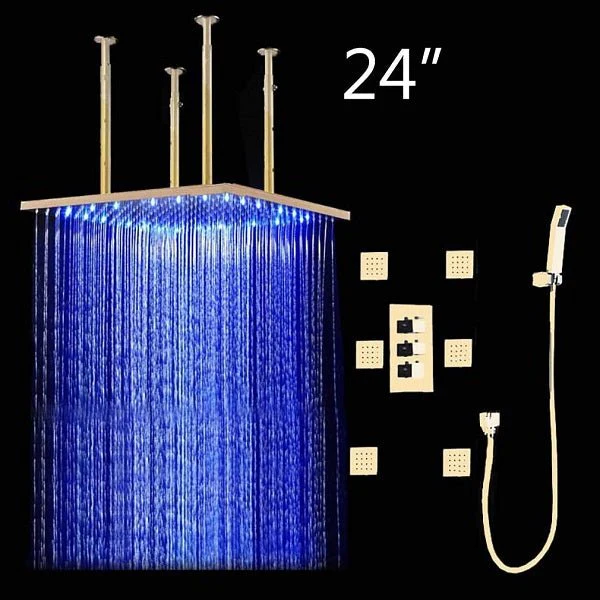 Cascada Tuscany 24" Shower System: Immersive LED Rainfall, Massage, Thermostatic - Image 7