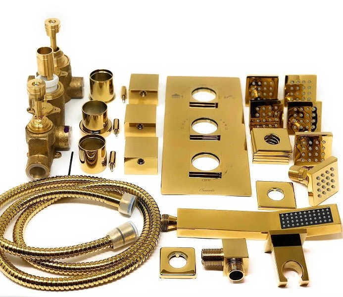 Cascada Tuscany 40" Luxury Bathroom Shower Set with LED Rainfall Head, Thermostatic Control, and 6 Massage Jets - Image 9