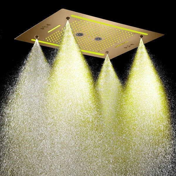 Cascada Venice 23"x31" Brushed Gold Bluetooth LED Showerhead - Image 3