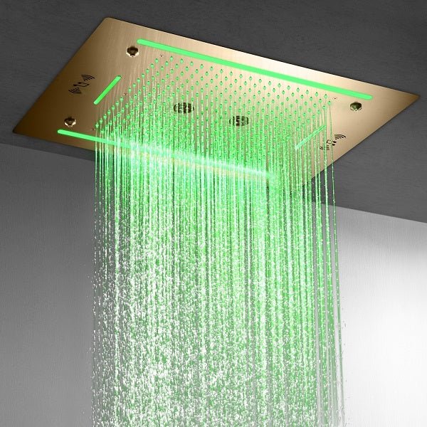 Cascada Venice 23"x31" Brushed Gold Bluetooth LED Showerhead - Image 8