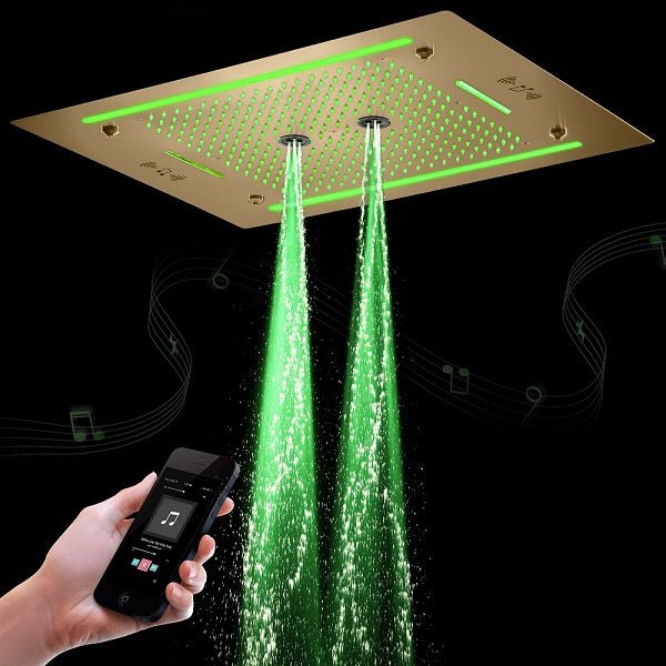 Cascada Venice 23"x31" Brushed Gold Bluetooth LED Showerhead - Image 9