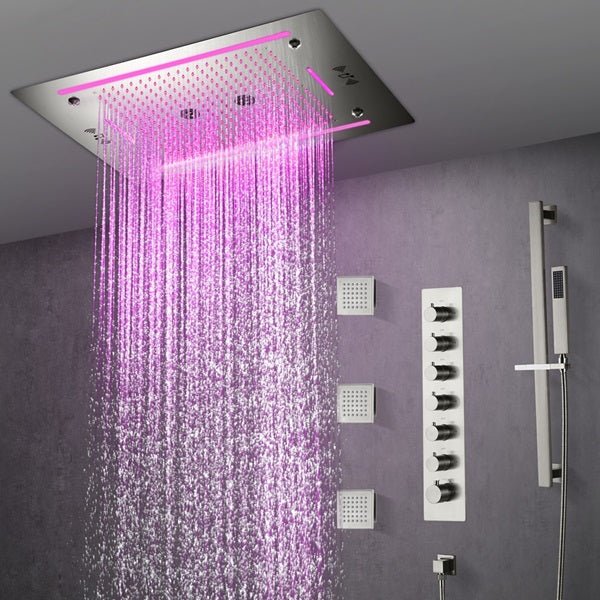 Cascada Venice 23"x31" Brushed Nickel Bluetooth LED Shower System - Image 8