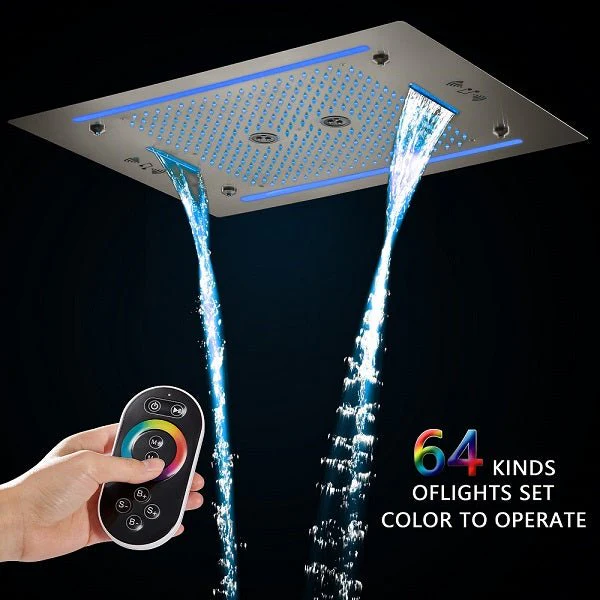 Cascada Venice 23"x31" Brushed Nickel Music LED Showerhead - Image 7