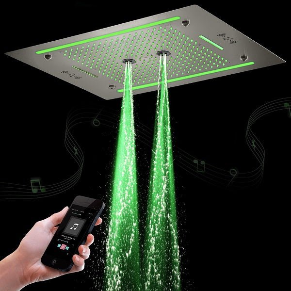 Cascada Venice 23"x31" Brushed Nickel Music LED Showerhead - Image 9