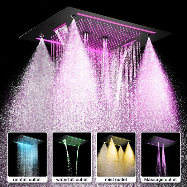Cascada Venice 23"x31" Matte Black LED Shower System - Image 10