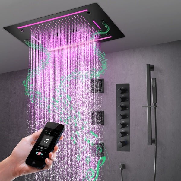 Cascada Venice 23"x31" Matte Black LED Shower System - Image 11