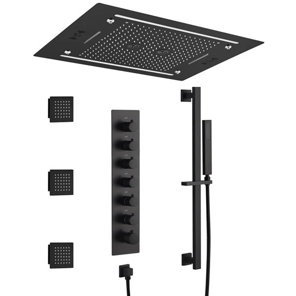 Cascada Venice 23"x31" Matte Black LED Shower System - Image 3