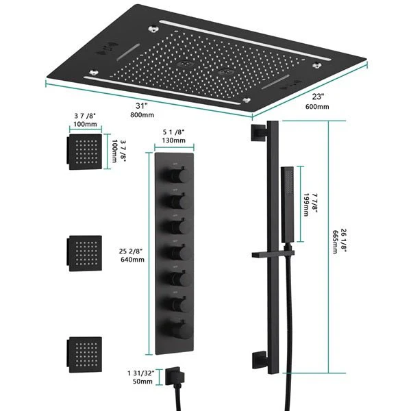 Cascada Venice 23"x31" Matte Black LED Shower System - Image 5