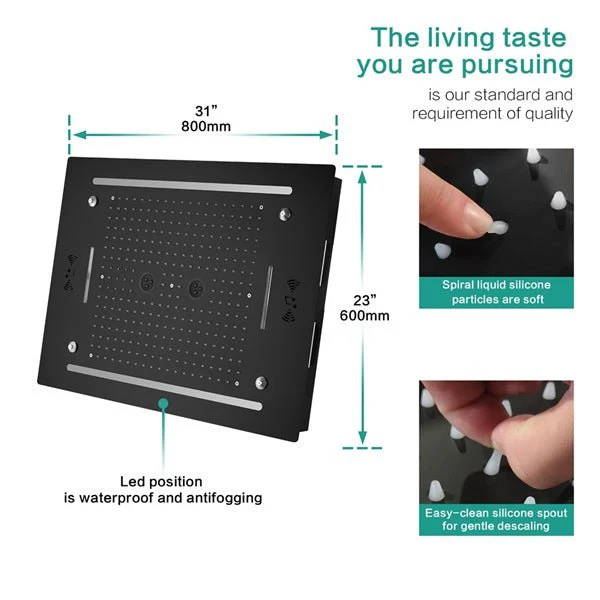 Cascada Venice 23"x31" Matte Black LED Shower System - Image 7