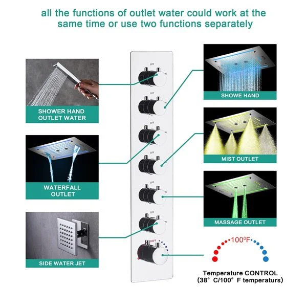 Cascada Venice 23"x31" Music LED Shower System - Image 3