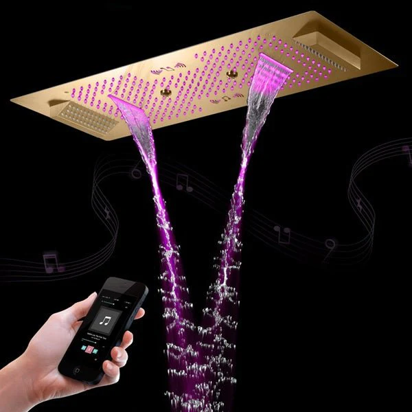 Cascada Verona 16"x36" Brushed Gold Music LED Digital Shower System - Image 13