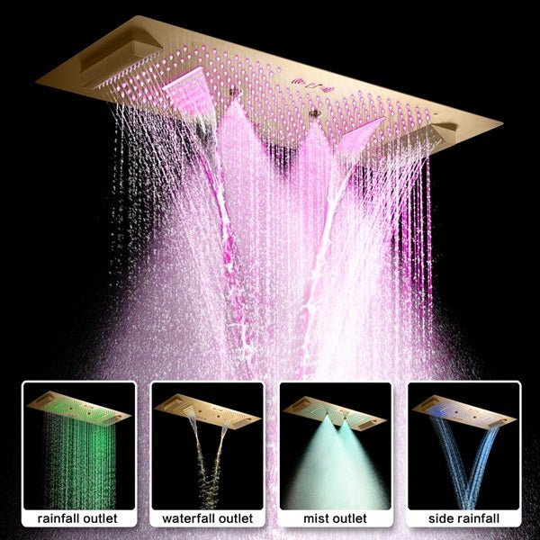Cascada Verona 16"x36" Brushed Gold Music LED Digital Shower System - Image 2