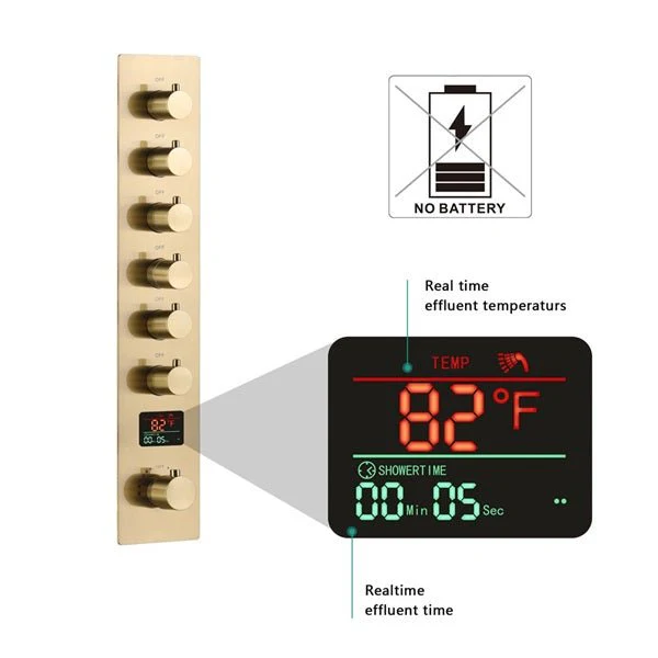 Cascada Verona 16"x36" Brushed Gold Music LED Digital Shower System - Image 3
