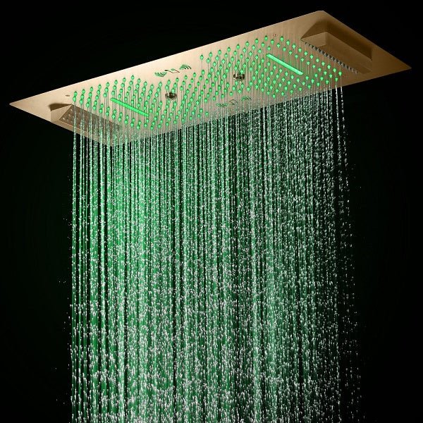 Cascada Verona 16"x36" Brushed Gold Music LED Showerhead