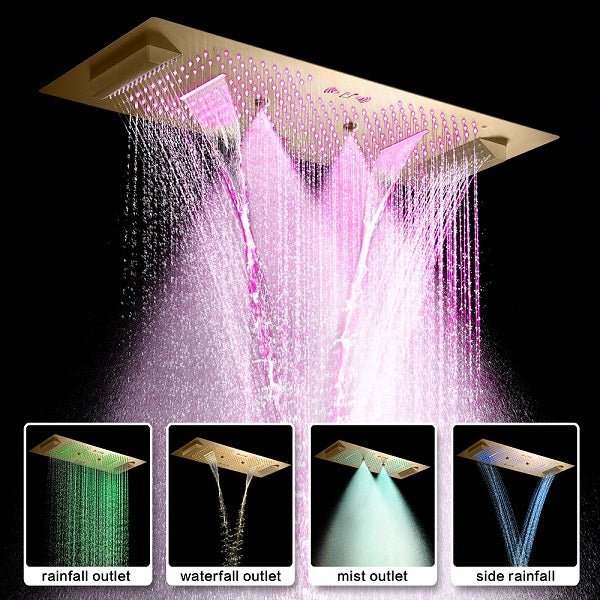 Cascada Verona 16"x36" Brushed Gold Music LED Showerhead - Image 2
