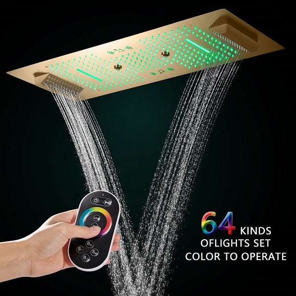 Cascada Verona 16"x36" Brushed Gold Music LED Showerhead - Image 3