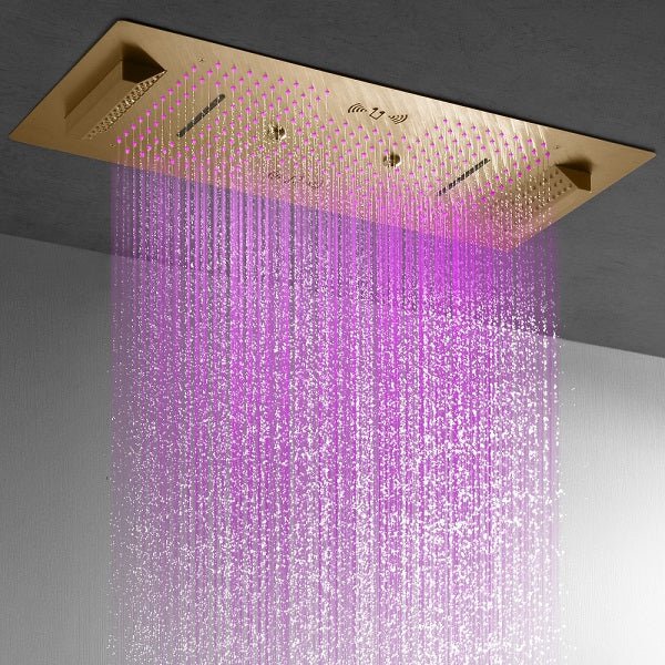 Cascada Verona 16"x36" Brushed Gold Music LED Showerhead - Image 7