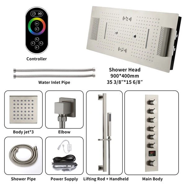 Cascada Verona 16"x36" Brushed Nickel Music LED Digital Shower System - Image 5