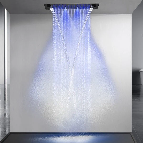 Cascada Verona 16"x36" Matte Black Bluetooth LED Showerhead - Image 7