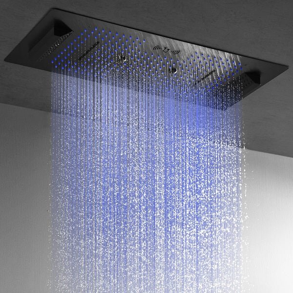 Cascada Verona 16"x36" Matte Black Bluetooth LED Showerhead - Image 8