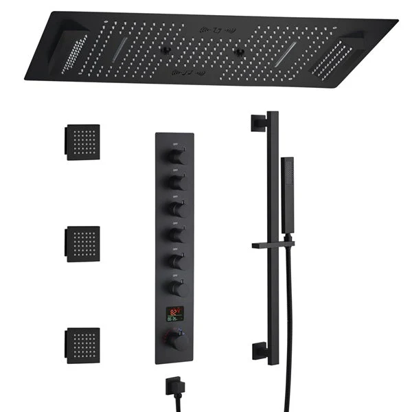 Cascada Verona 16"x36" Matte Black Music LED Digital Shower System - Image 11