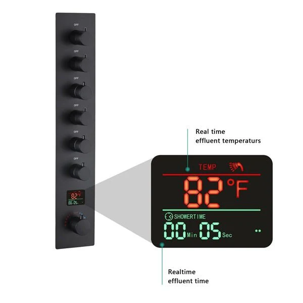 Cascada Verona 16"x36" Matte Black Music LED Digital Shower System - Image 3