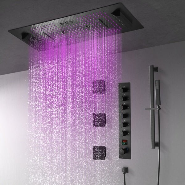 Cascada Verona 16"x36" Matte Black Music LED Digital Shower System - Image 9