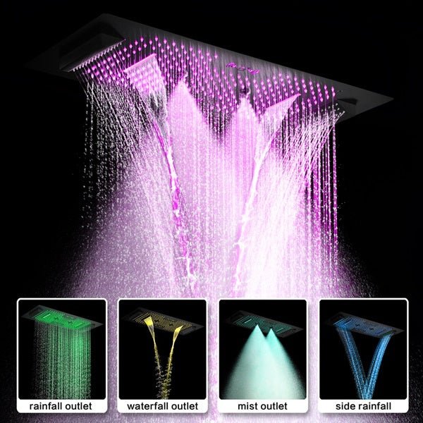 Cascada Verona 16"x36" Matte Black Music LED Shower System - Image 2
