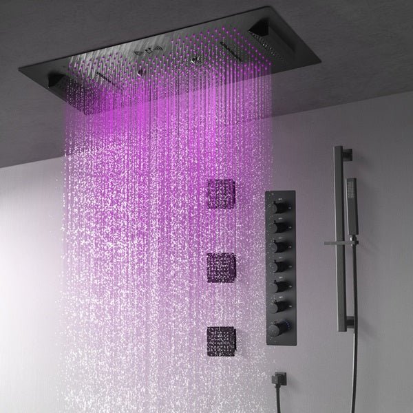 Cascada Verona 16"x36" Matte Black Music LED Shower System - Image 6