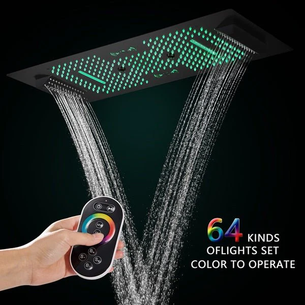 Cascada Verona 16"x36" Matte Black Music LED Shower System - Image 7