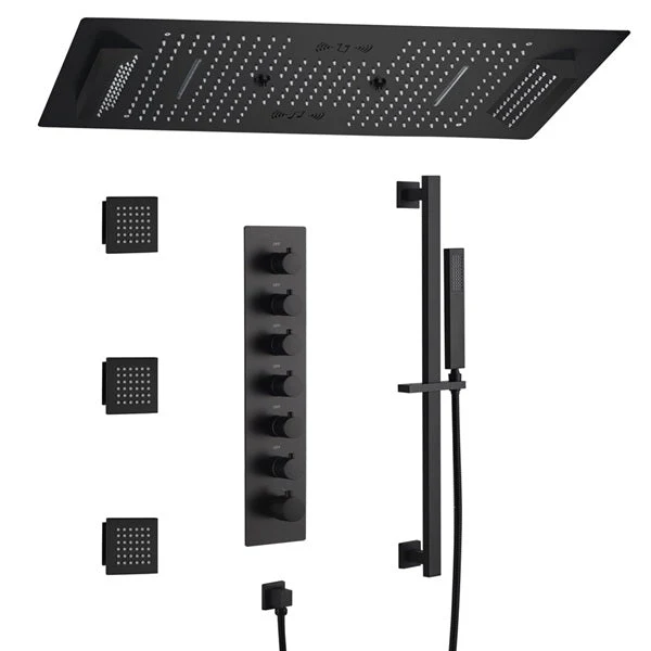 Cascada Verona 16"x36" Matte Black Music LED Shower System - Image 8