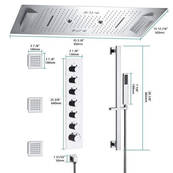 Cascada Verona 16"x36" Music LED Shower System - Image 6