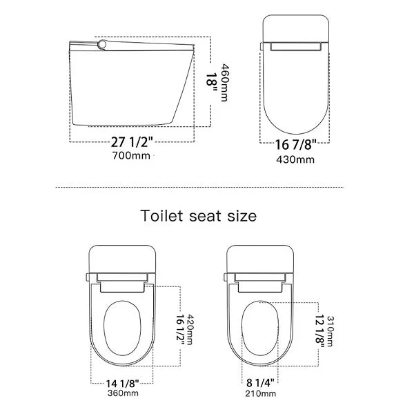 Cascada Verona All-in-One Ceramic Intelligent Toilet with Baby Wash, Voice Control and Power-Off Flushing - Image 25