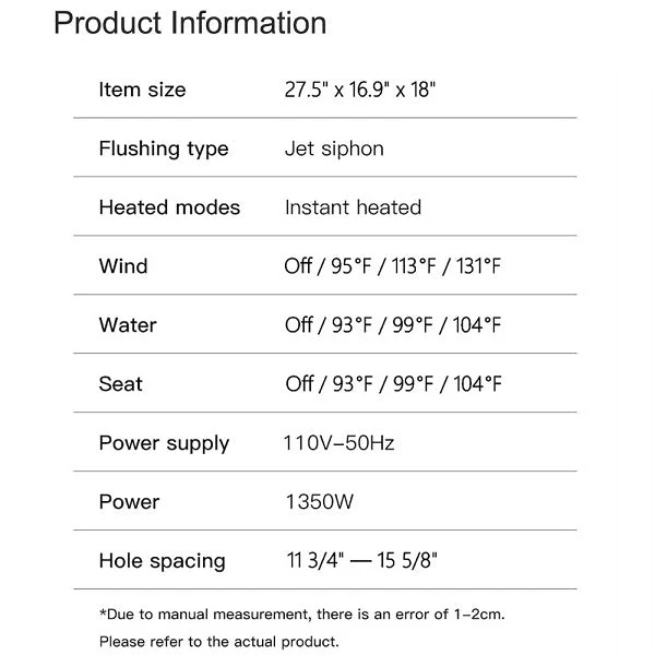 Cascada Verona All-in-One Ceramic Intelligent Toilet with Baby Wash, Voice Control and Power-Off Flushing - Image 26