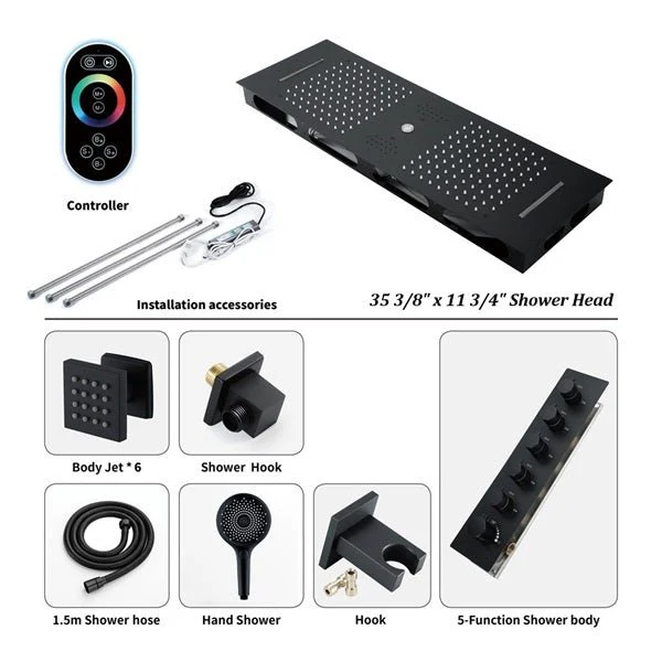 Cascada Victoria 12"x36" LED Bluetooth Shower System - Image 4