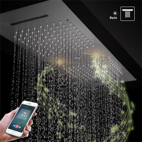 Cascada Victoria 12"x36" Matte Black LED Bluetooth Shower System - Image 3