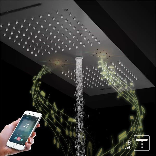 Cascada Victoria 12"x36" Matte Black LED Bluetooth Shower System - Image 7