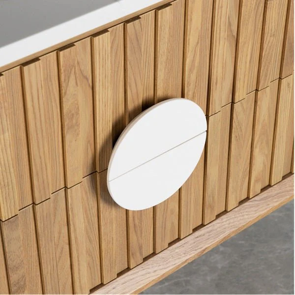 Cascada Wall Mount Floating Bathroom Vanity Oak with Marble Top Ceramic Vessel Sink - Image 6