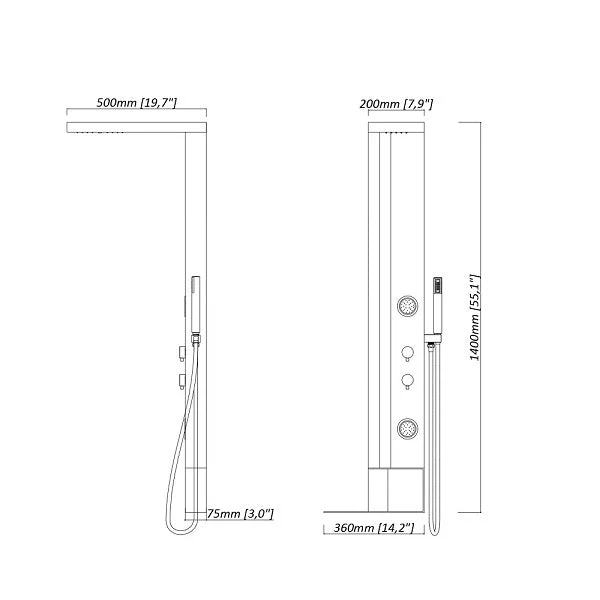Dolce Luxury Shower Panel with Rainfall Showerhead, Body Jets, and Aromatherapy by Cascada Showers - Image 8