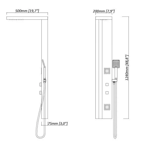 Eleganti All-in-One Shower Panel with Rain Showerhead, Body Jets, and Chromotherapy by Cascada Showers - Image 8