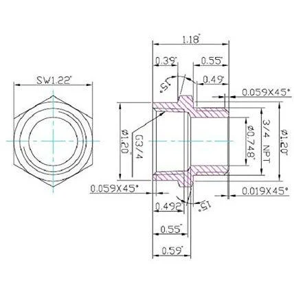 G Thread (British BSPP) Female to NPT Male Adapter - Lead Free (3/4" x 3/4") - Image 18