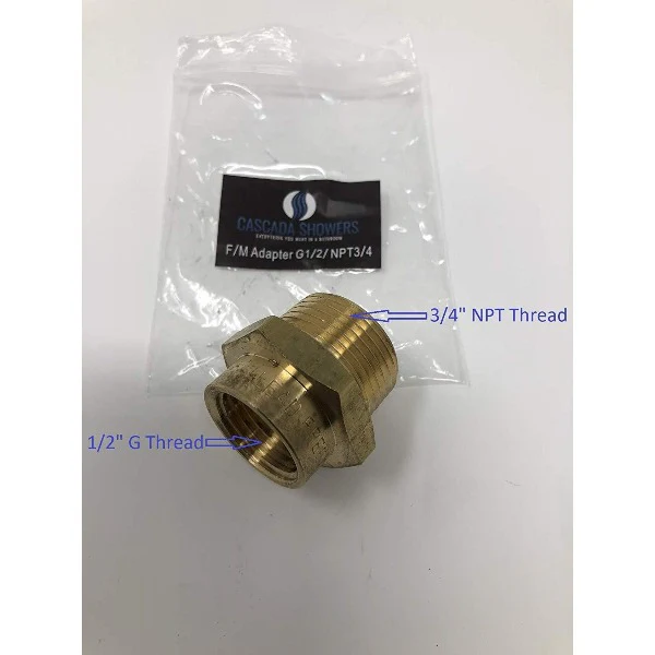 G Thread (British BSPP) Female to NPT Male Adapter - Lead Free (1/2" x 3/4") - Image 12